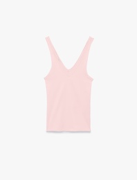 Pamuklu Slim Fit Kaşkorse V Yaka Kolsuz Bluz