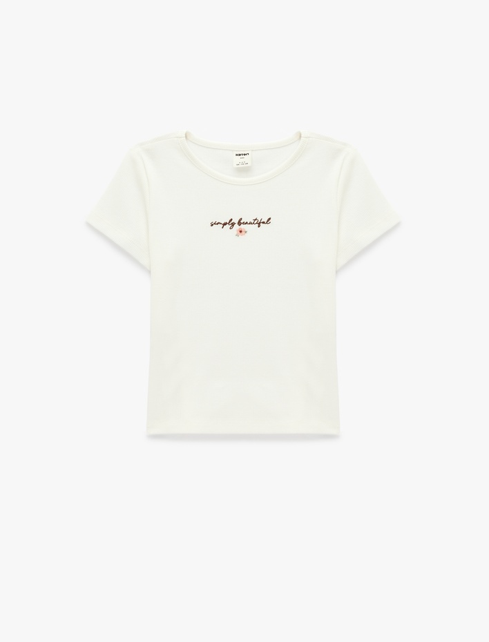 Kız Bebek Pamuklu Kısa Kollu Bisiklet Yaka Baskılı Tişört