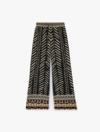 Viskon Salda Kumaş Cepli Geniş Paça Desenli Pantolon