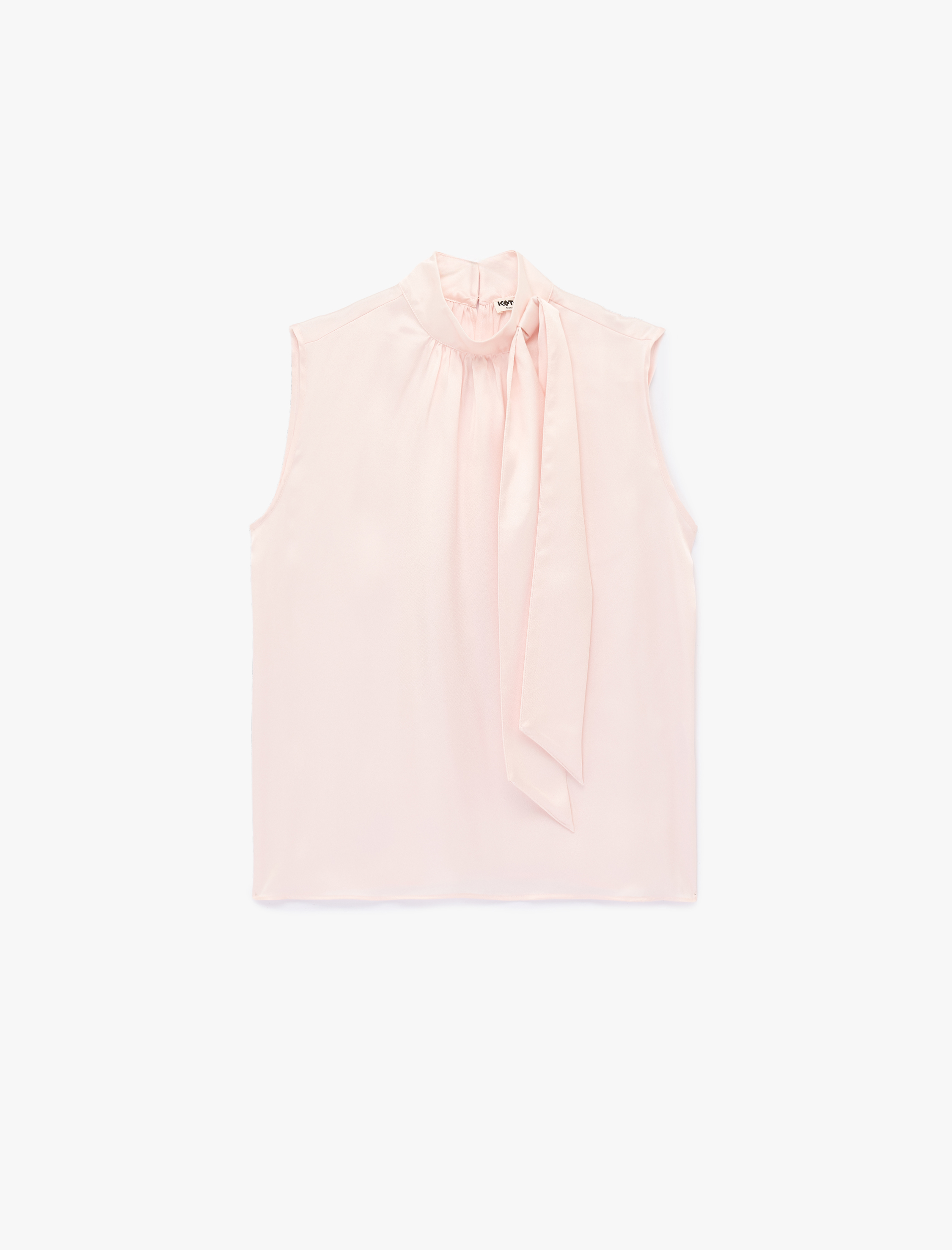   Fular Yaka Bağlama Detaylı Kolsuz Bluz