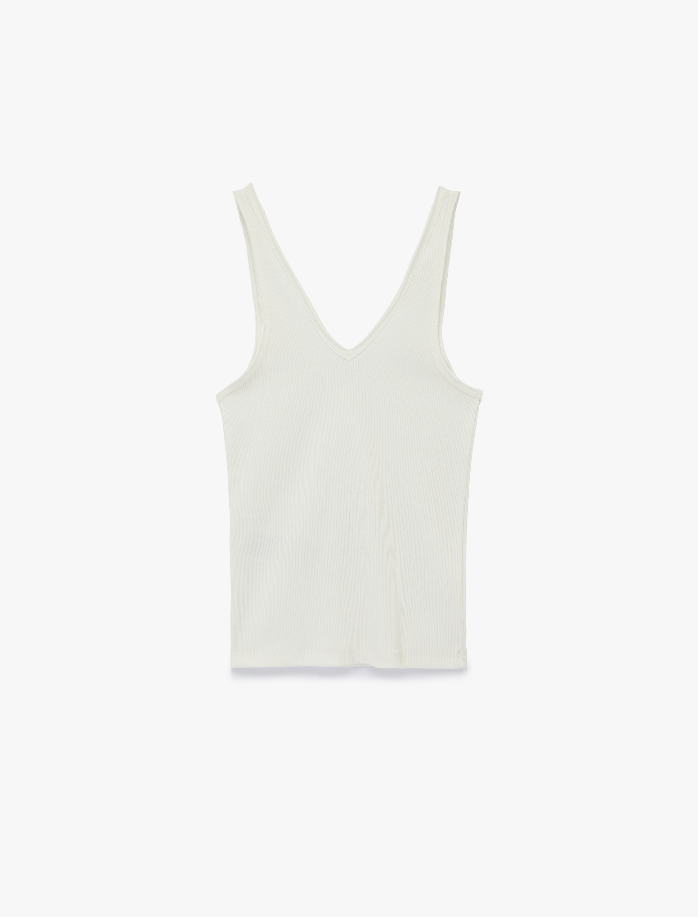   Pamuklu Slim Fit Kaşkorse V Yaka Kolsuz Bluz