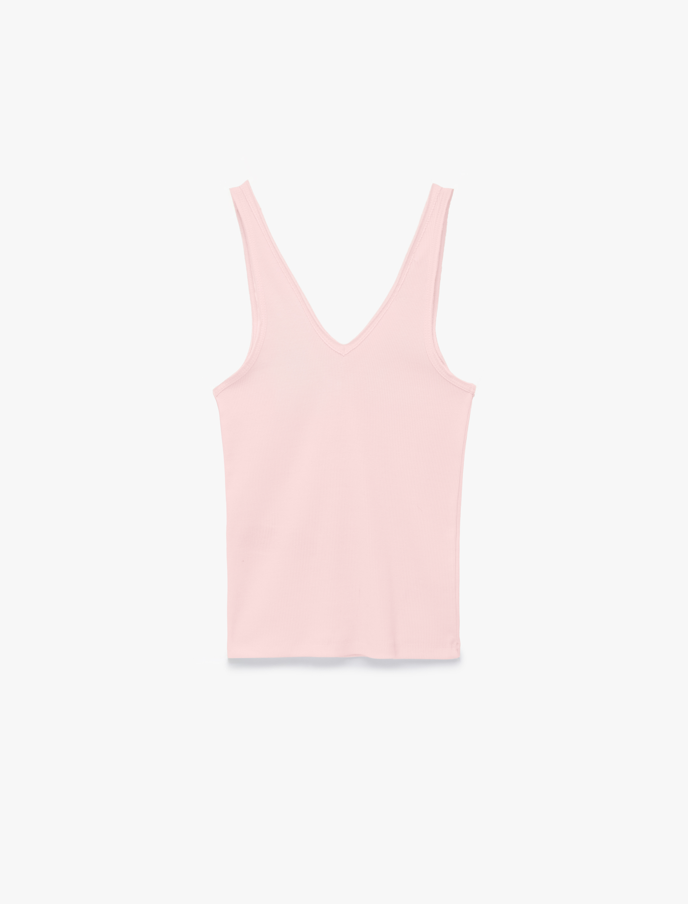   Pamuklu Slim Fit Kaşkorse V Yaka Kolsuz Bluz