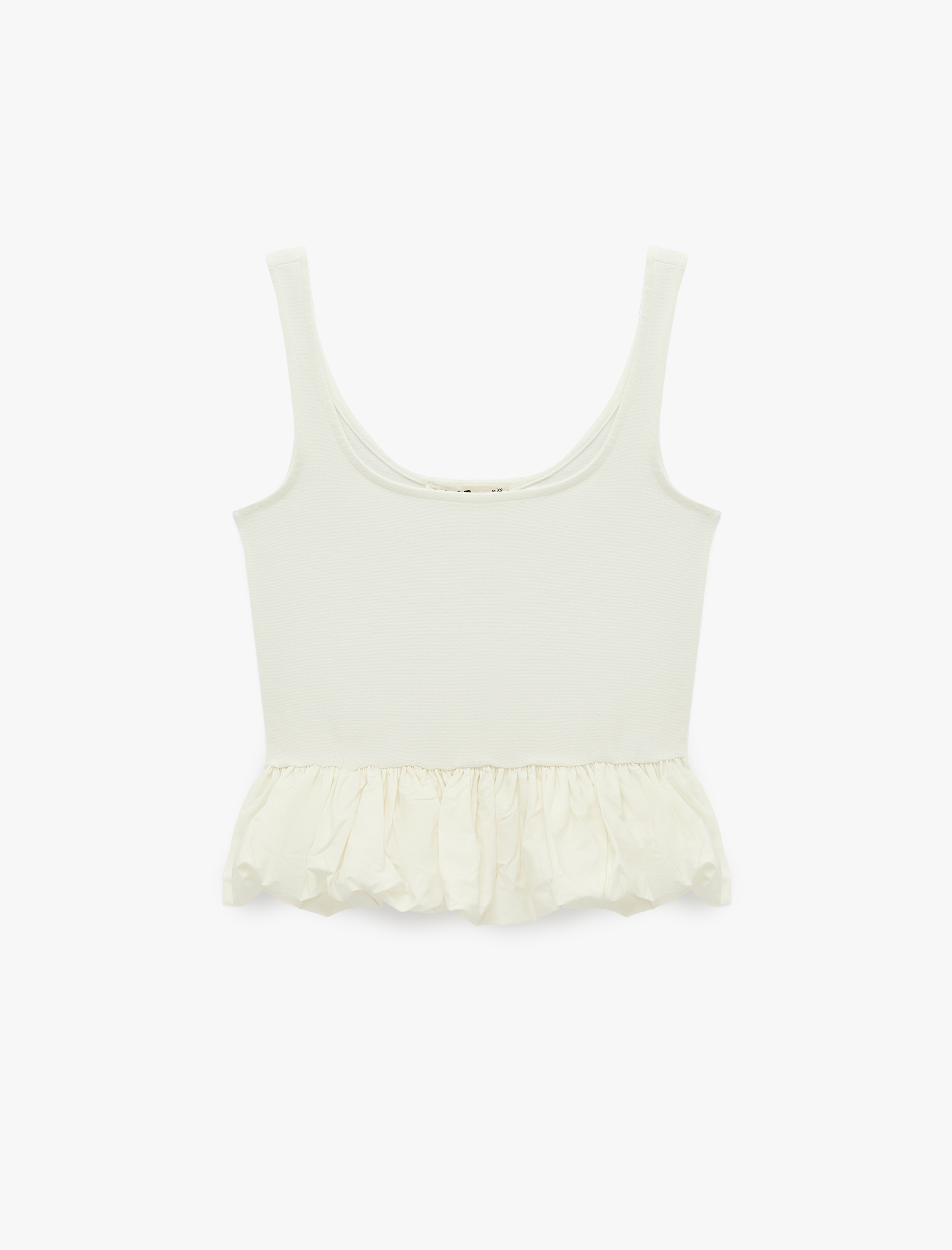   Pamuklu Kolsuz Kare Yaka Balon Bluz