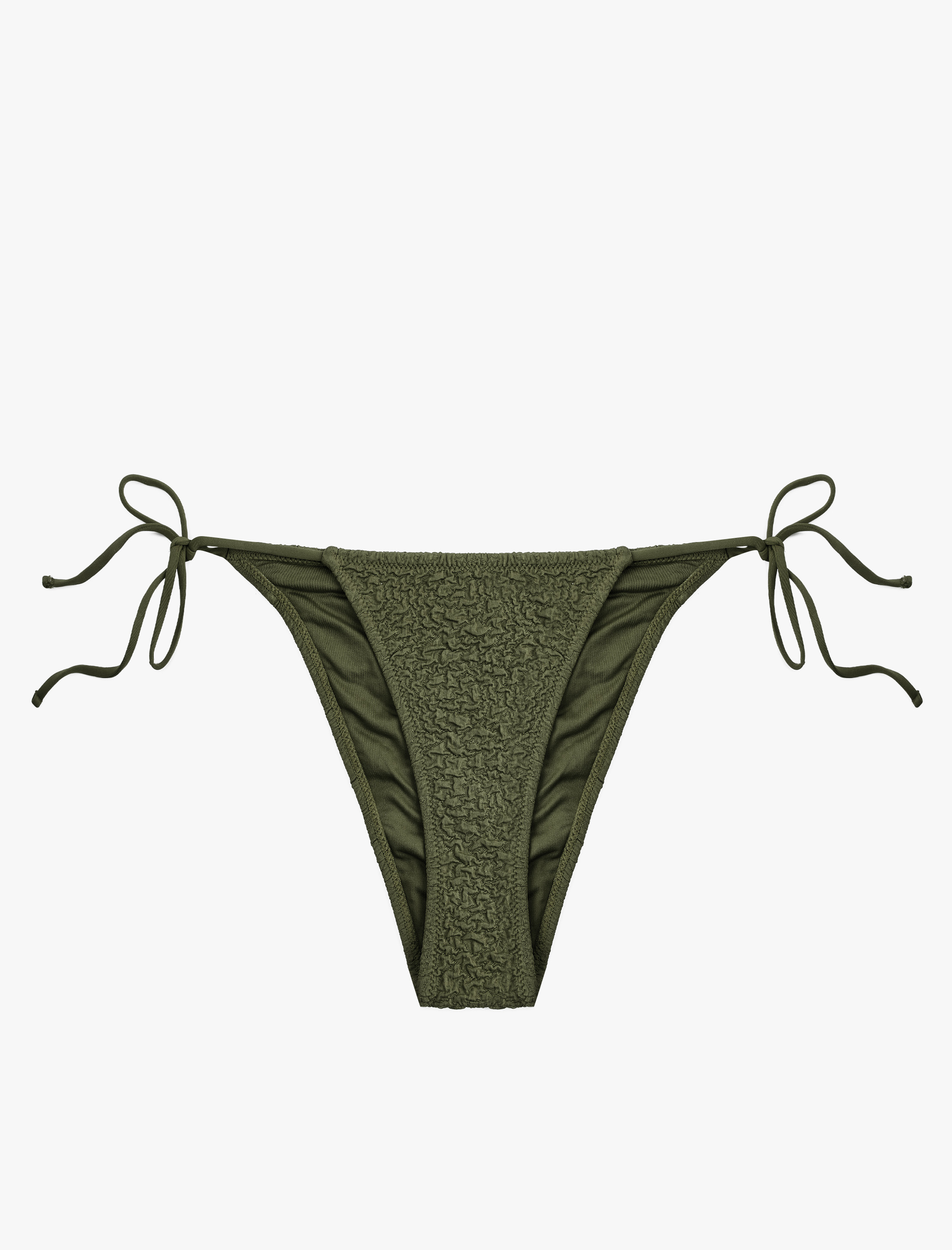   Yanları İpli Dokulu Slip Bikini Alt