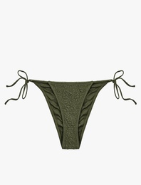 Yanları İpli Dokulu Slip Bikini Alt