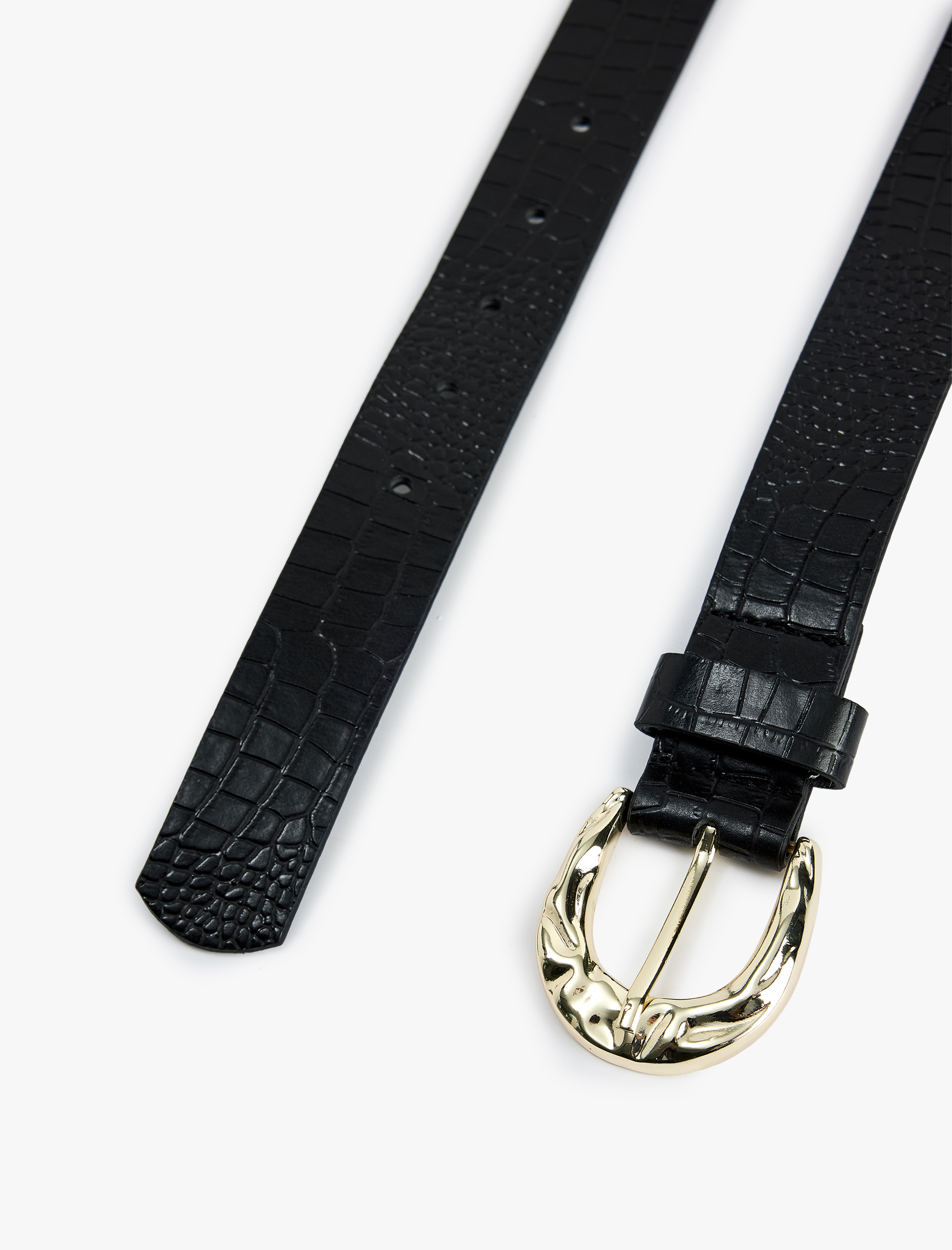  Kadın Kroko Desenli Suni Deri Metal Tokalı Kemer