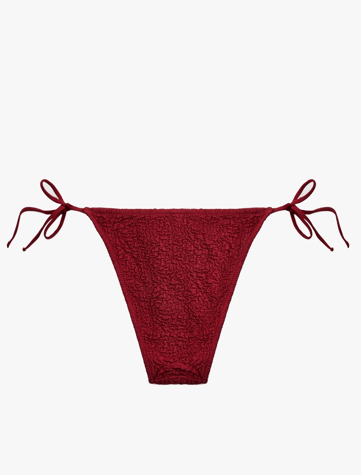  Yanları İpli Dokulu Slip Bikini Alt