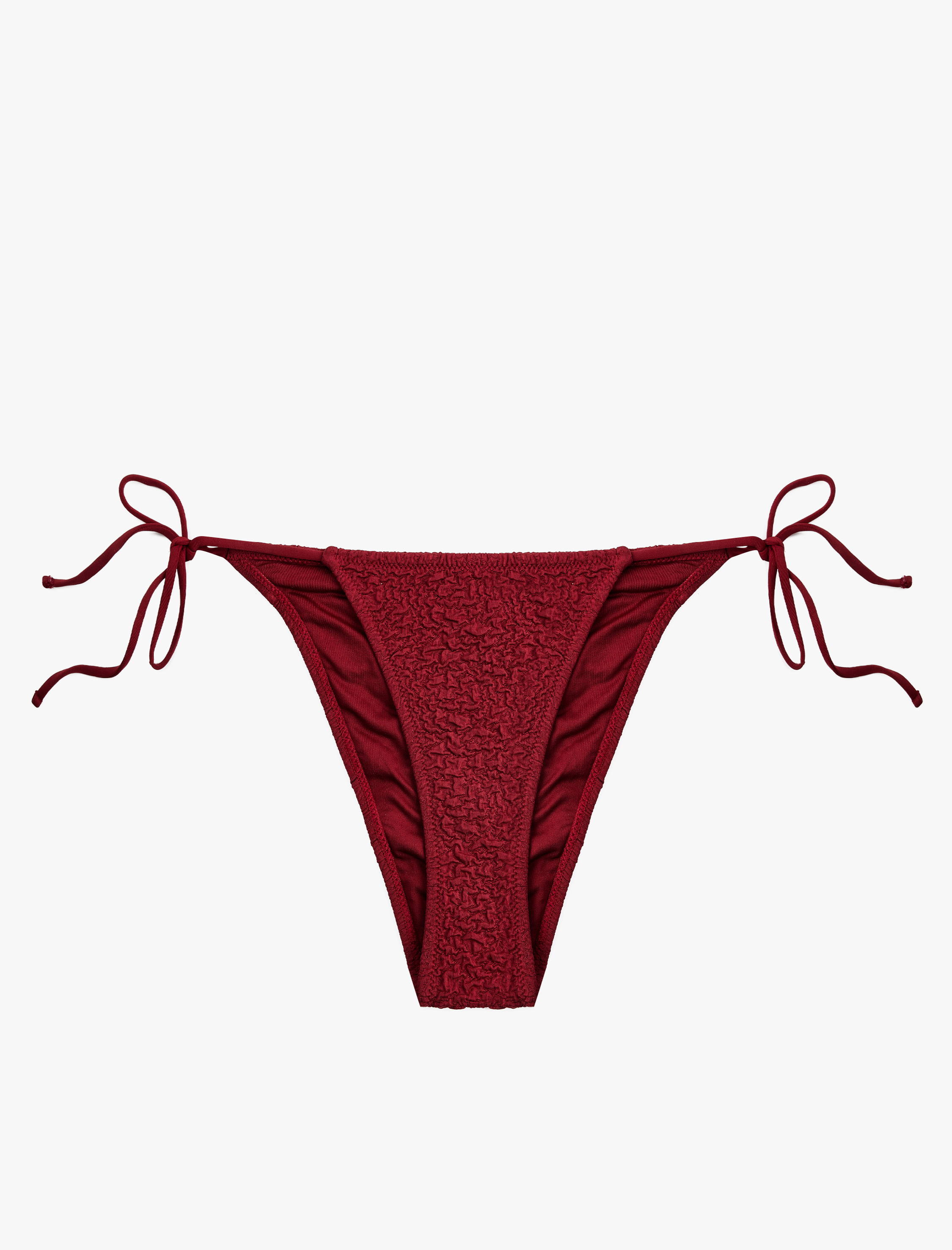   Yanları İpli Dokulu Slip Bikini Alt