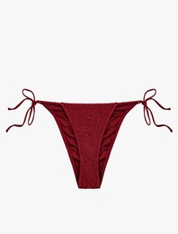 Yanları İpli Dokulu Slip Bikini Alt