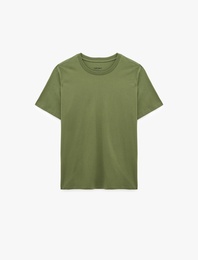 Regular Fit Kısa Kollu Pamuklu Bisiklet Yaka Basic Spor Tişört