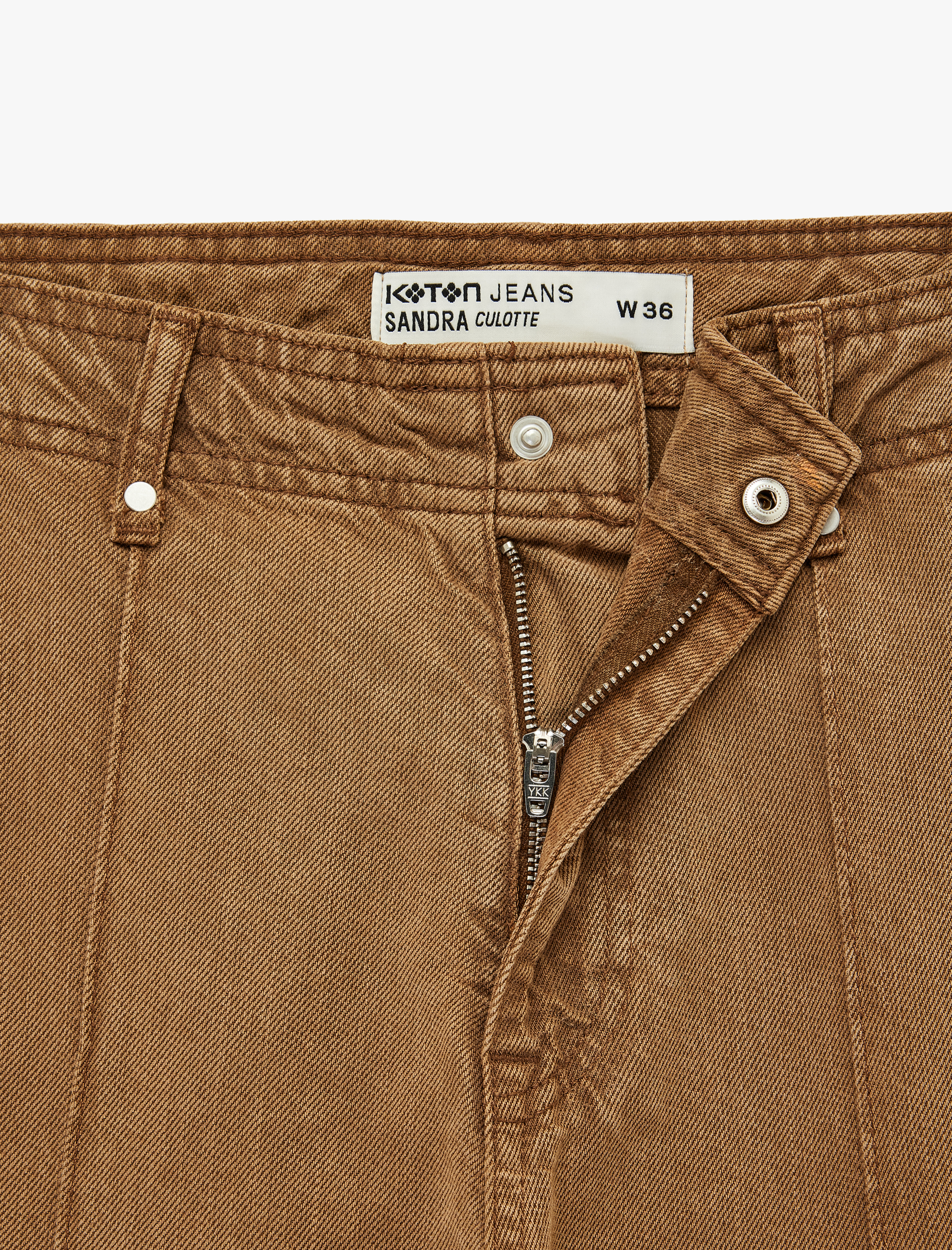   Normal Bel Cep Detaylı Nervürlü Kısa Geniş Paça Pantolon - Culotte Jeans