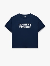 Yarım Kollu Bisiklet Yaka Baskılı Oversize Spor Tişört