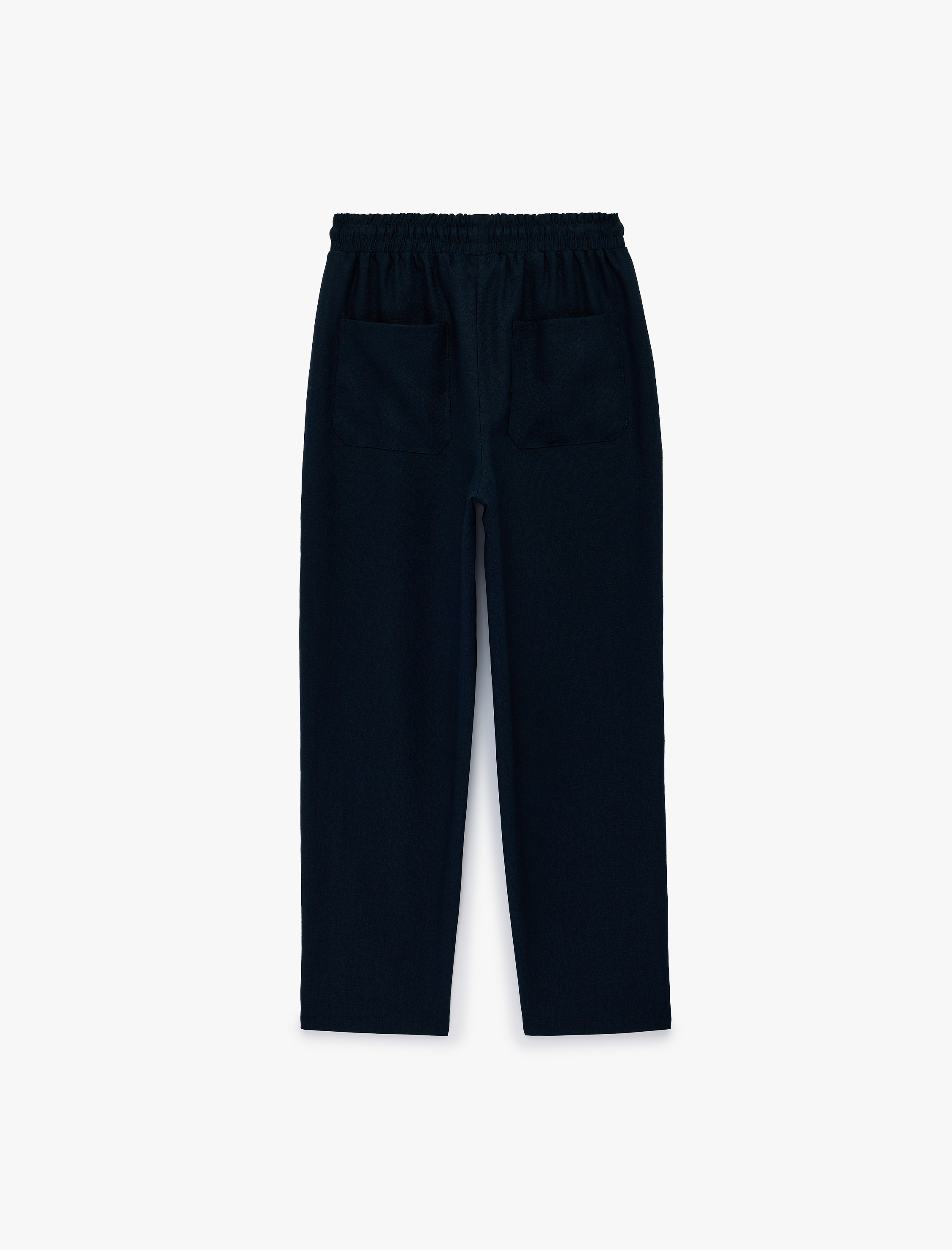   Beli Lastikli Bağlamalı Cepli Havuç Keten Pantolon