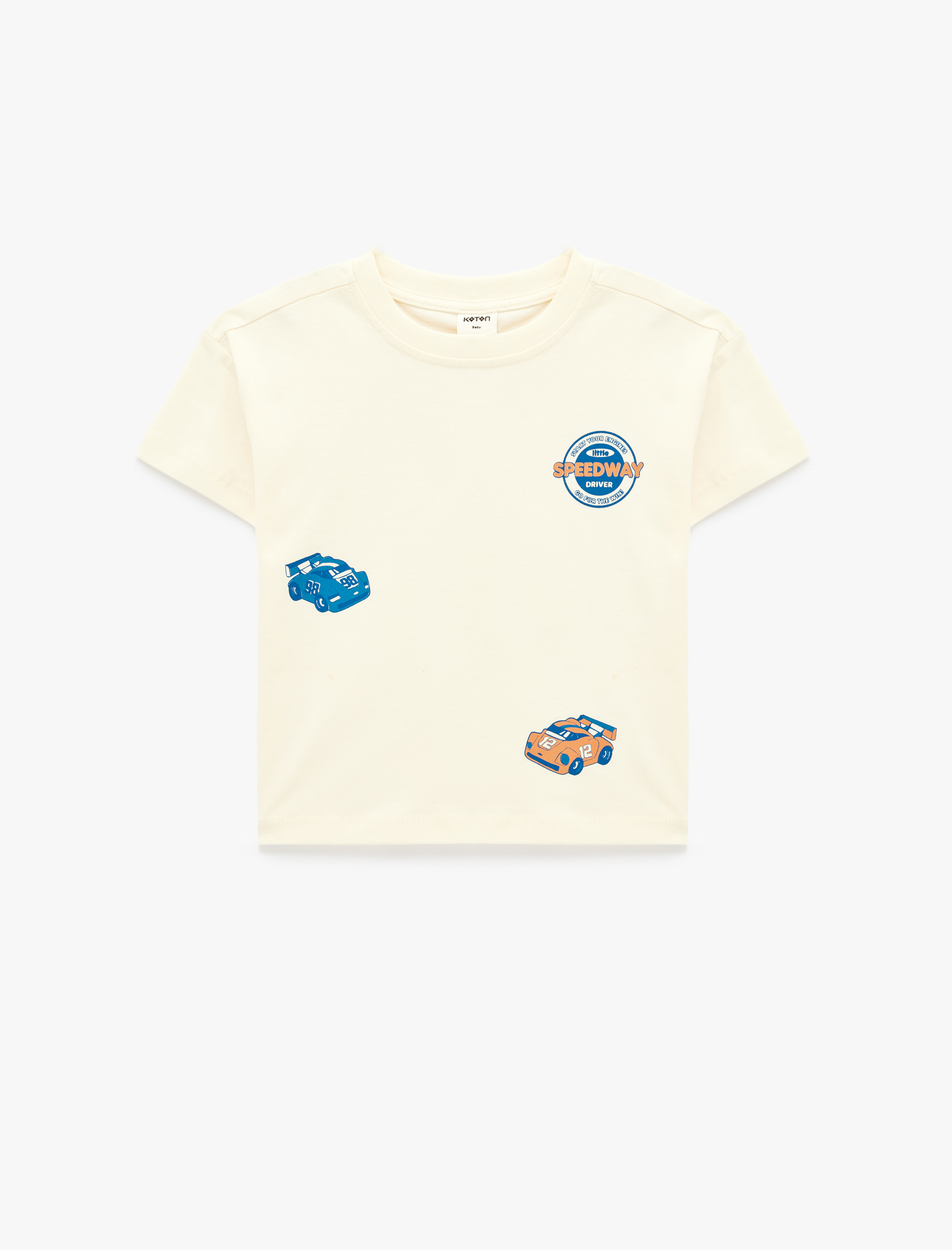  Erkek Bebek Baskılı Kısa Kollu Bisiklet Yaka Pamuklu Tişört