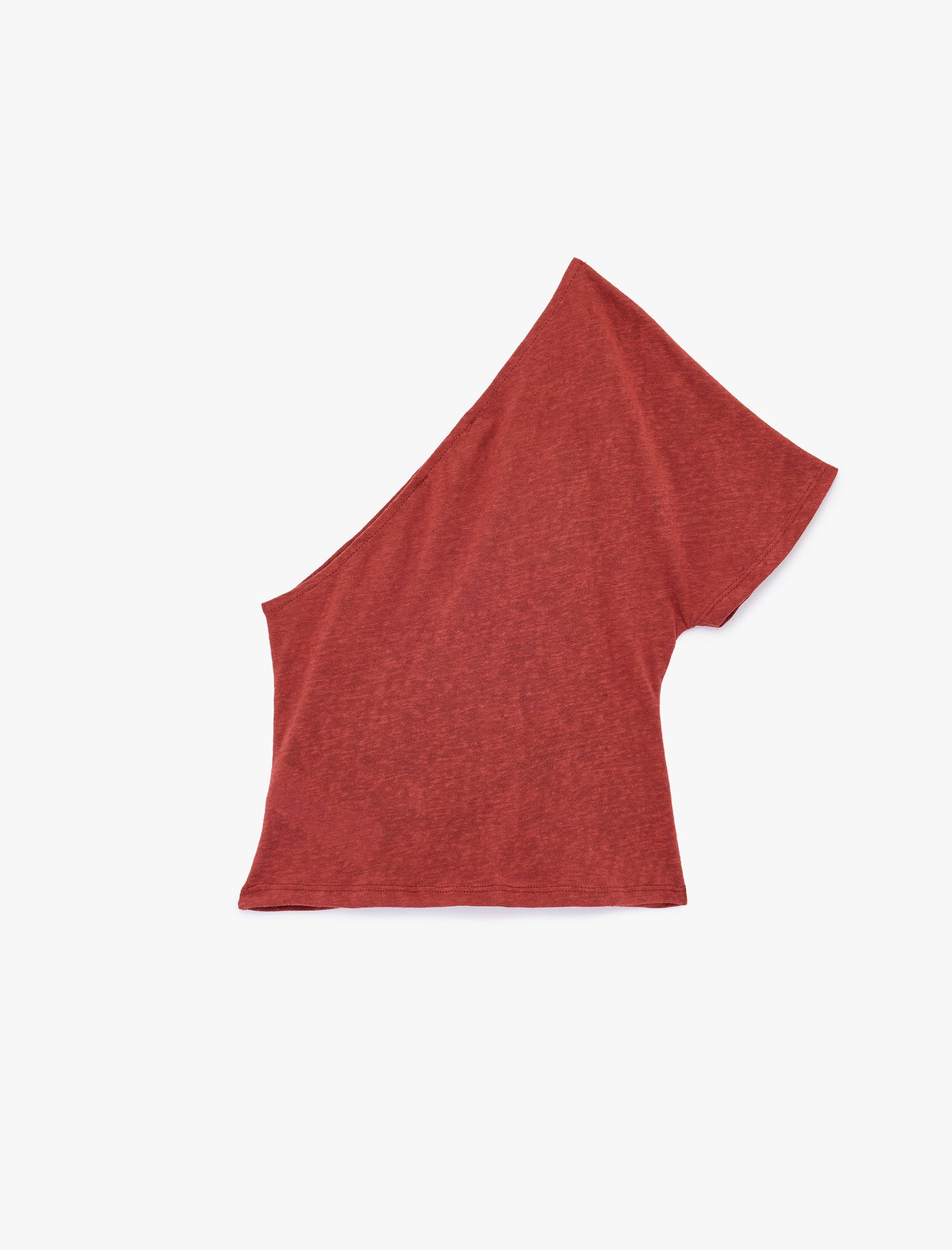   Regular Fit Drape Detaylı Asimetrik Yaka Tek Omuz Bluz