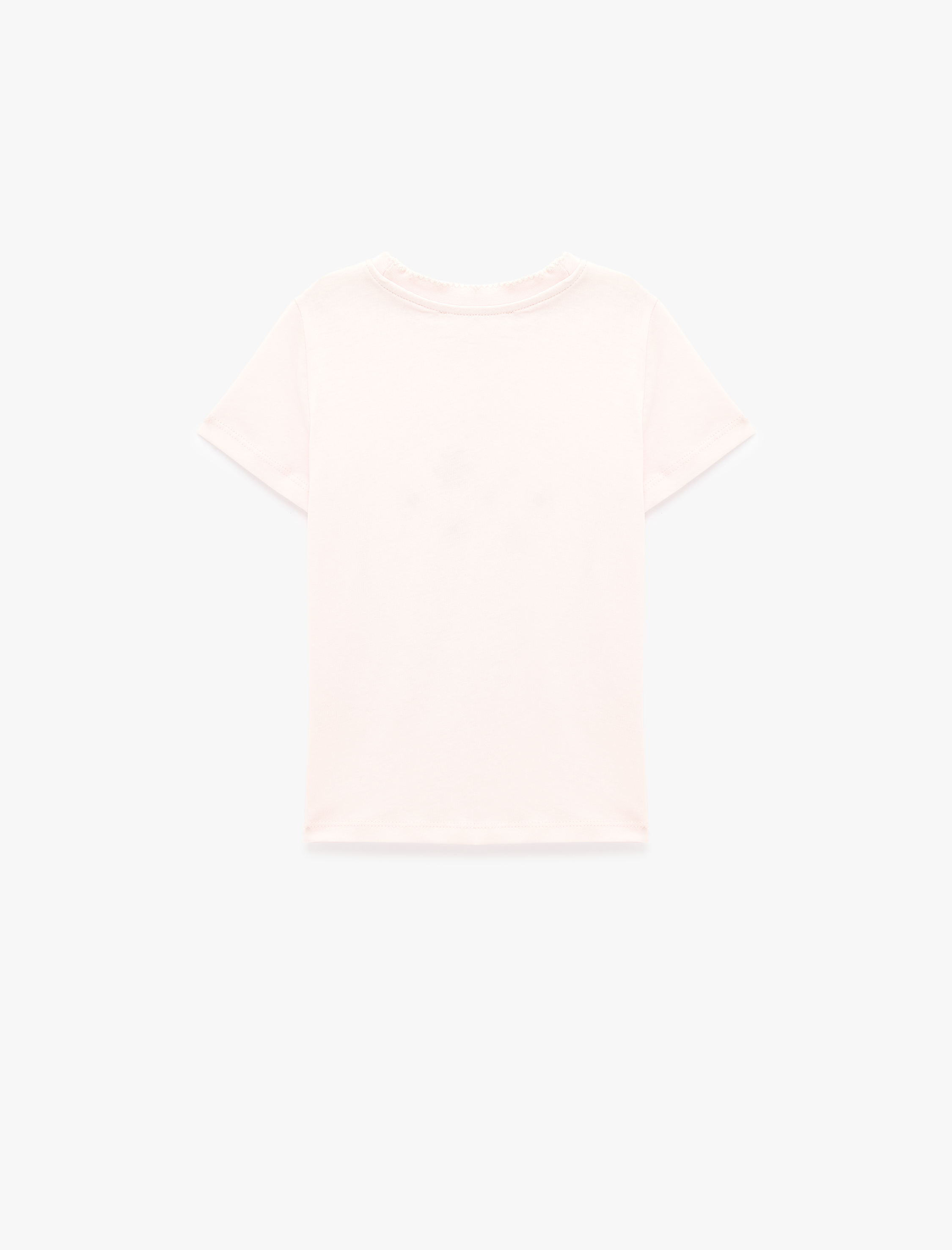  Kız Çocuk Çiçek İşlemeli Kısa Kollu Bisiklet Yaka Pamuklu Tişört