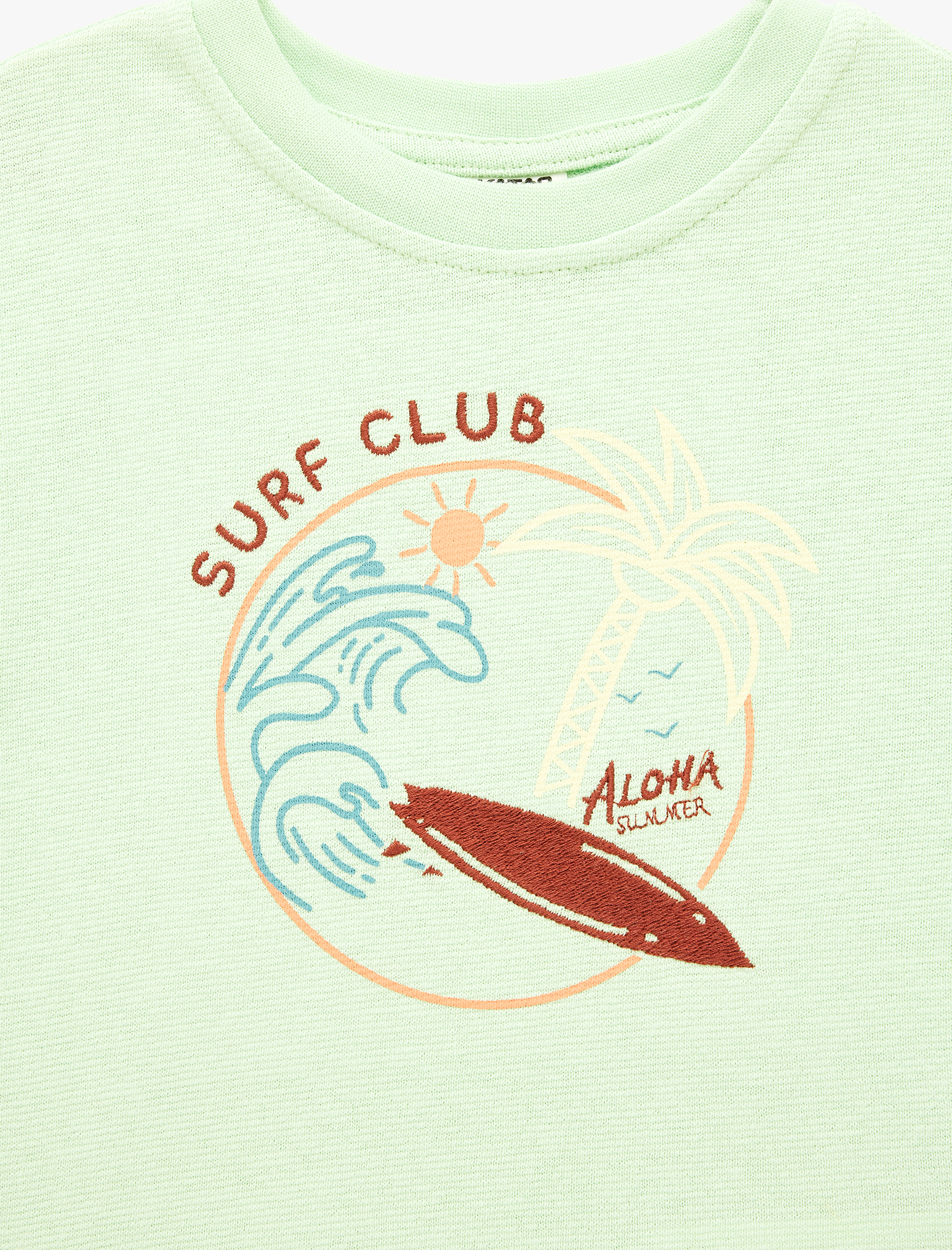  Erkek Bebek Pamuklu Kısa Kollu Bisiklet Yaka Nakışlı Tişört