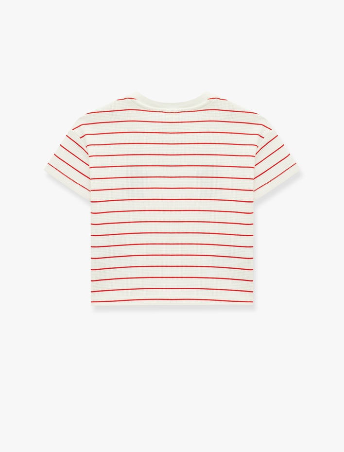 Erkek Bebek Kısa Kollu Bisiklet Yaka Pamuklu Çizgili Tişört