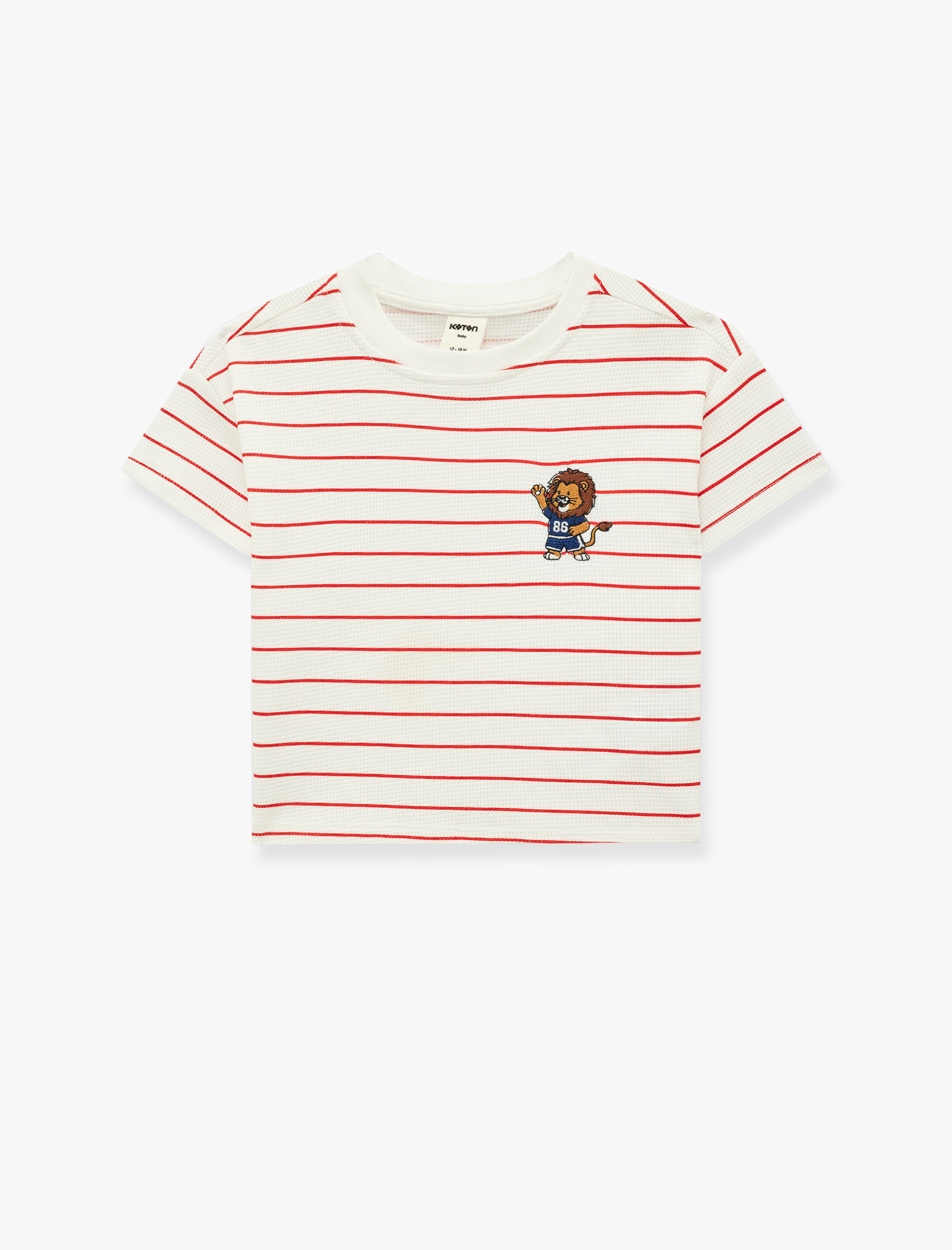  Erkek Bebek Kısa Kollu Bisiklet Yaka Pamuklu Çizgili Tişört