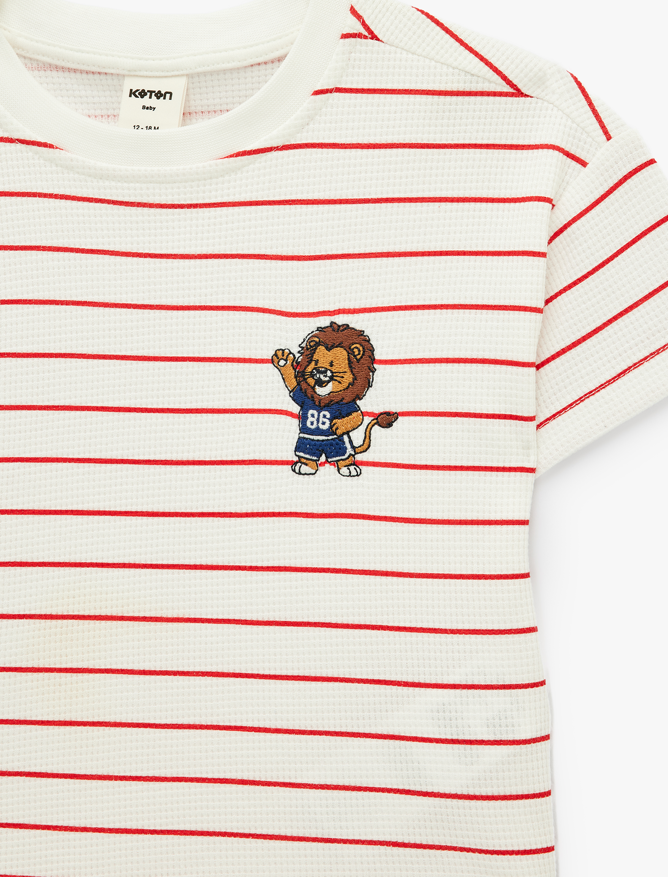  Erkek Bebek Kısa Kollu Bisiklet Yaka Pamuklu Çizgili Tişört