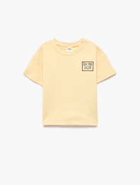 Kısa Kollu Bisiklet Yaka Nakışlı Pamuklu Oversize Tişört