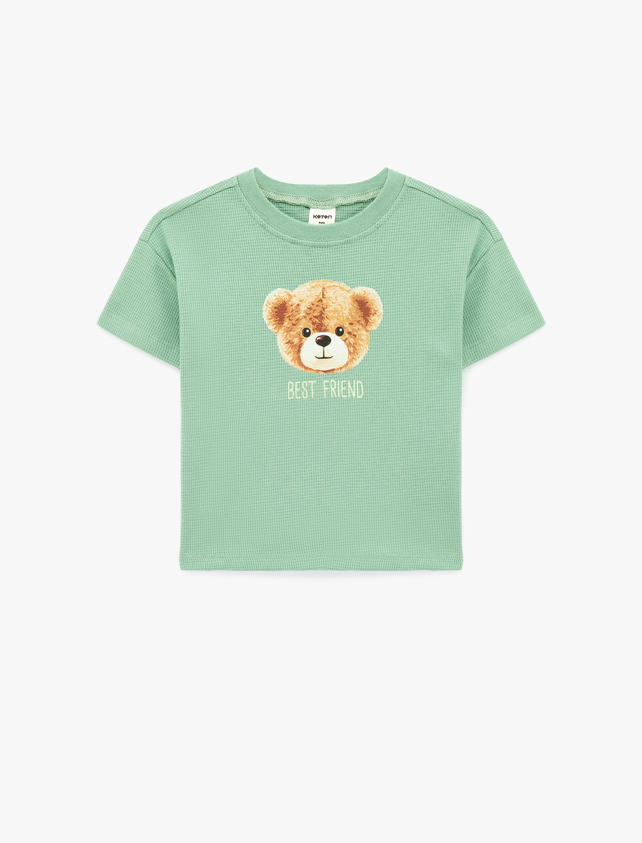  Erkek Bebek Pamuklu Bisiklet Yaka Kısa Kollu Baskılı Overize Tişört