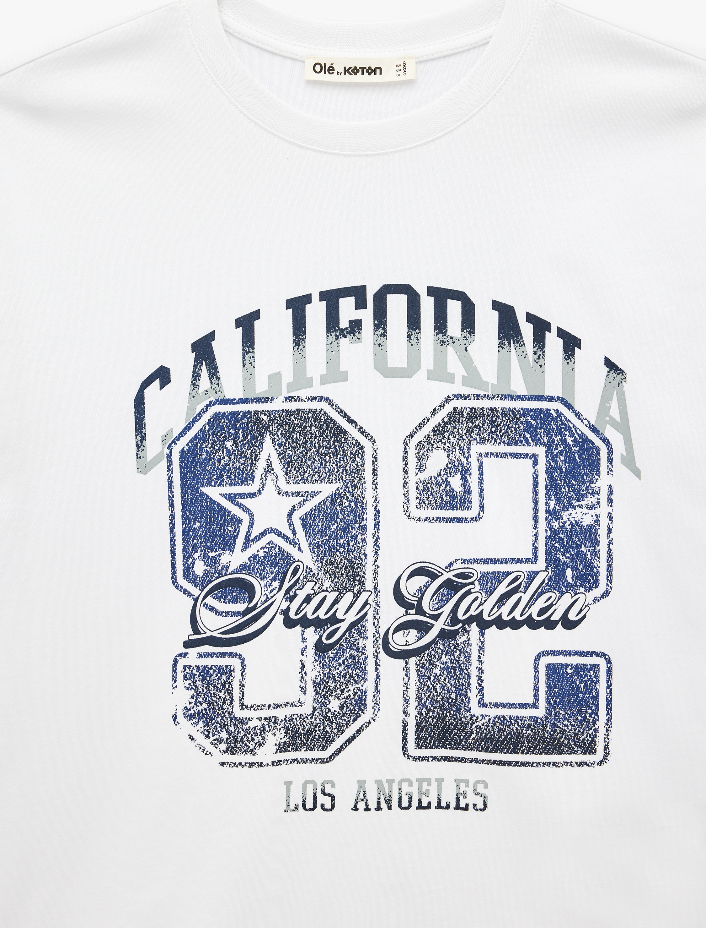   Pamuklu Baskılı Bisiklet Yaka Rahat Kalıp Kısa Kollu Tişört