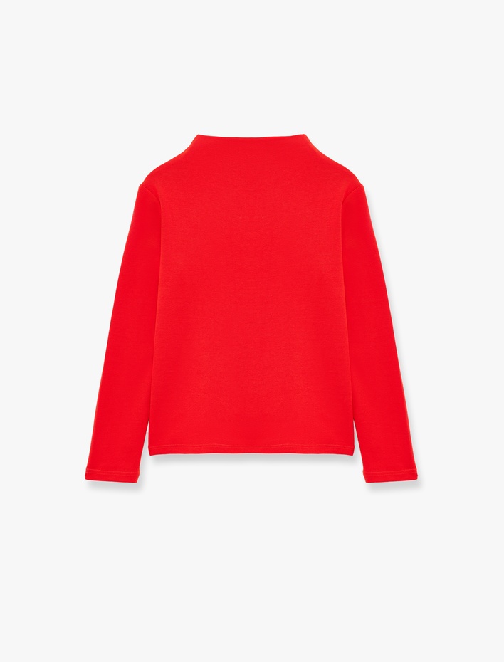 Kız Çocuk Dik Yaka Modal Karışımlı Uzun Kollu Slim Fit Tişört