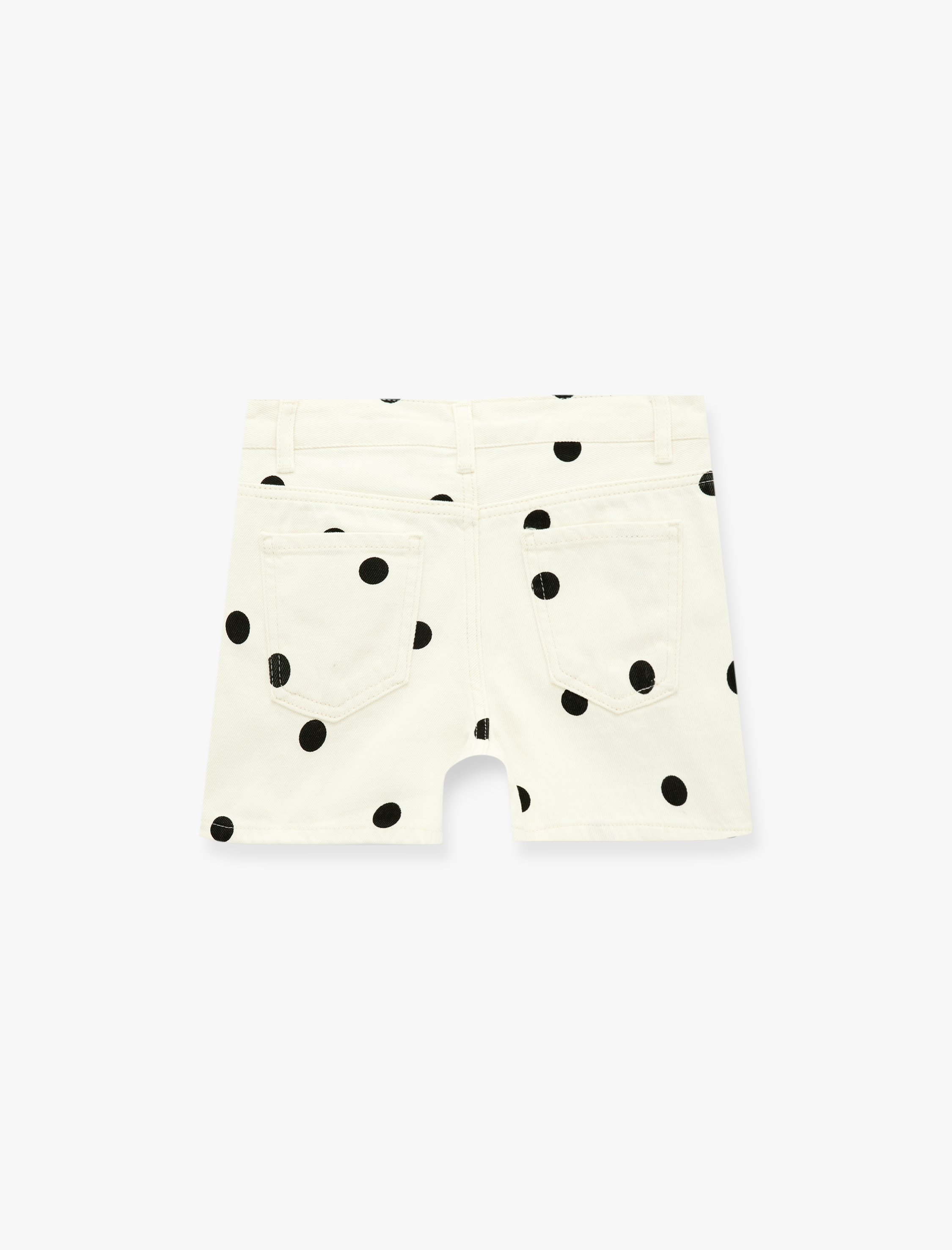  Kız Çocuk Pamuklu Cep Detaylı Puantiyeli Denim Şort