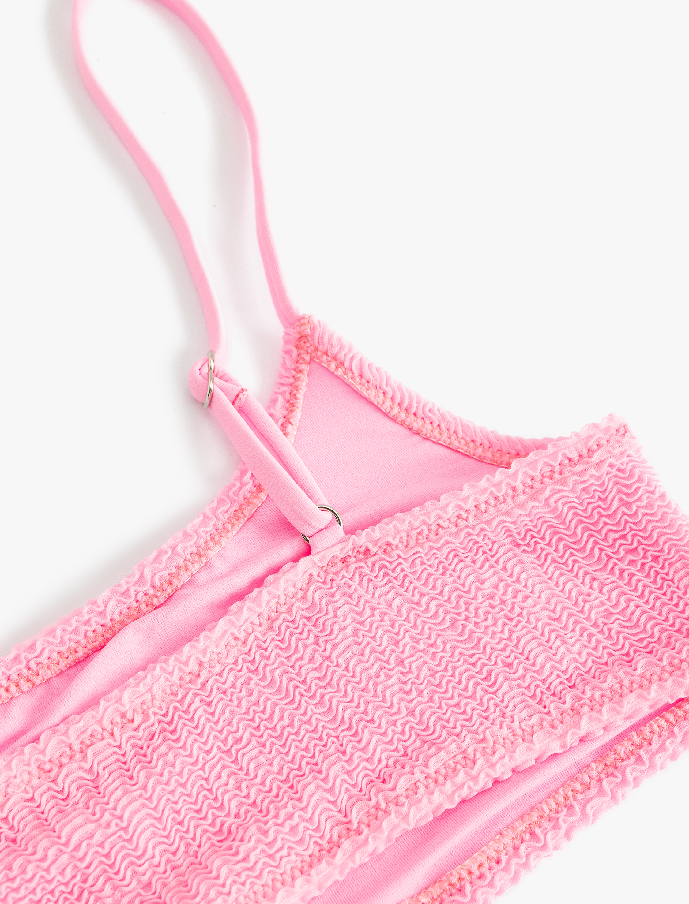   Dokulu Bikini Üstü İnce Askılı Pedli