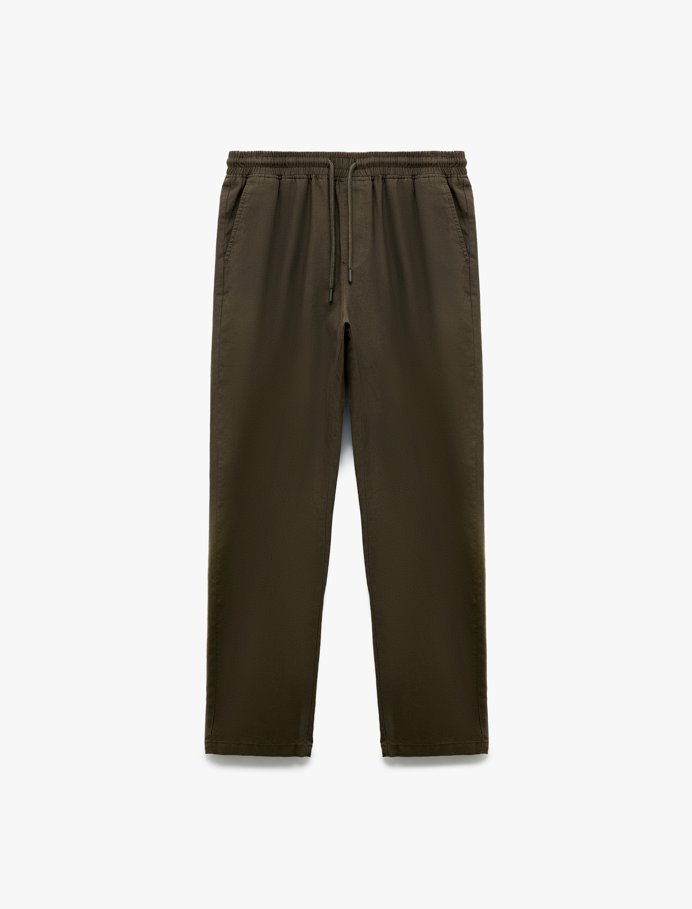   Beli Bağcıklı Cep Detaylı Keten Pamuk Karışımlı Chino Pantolon