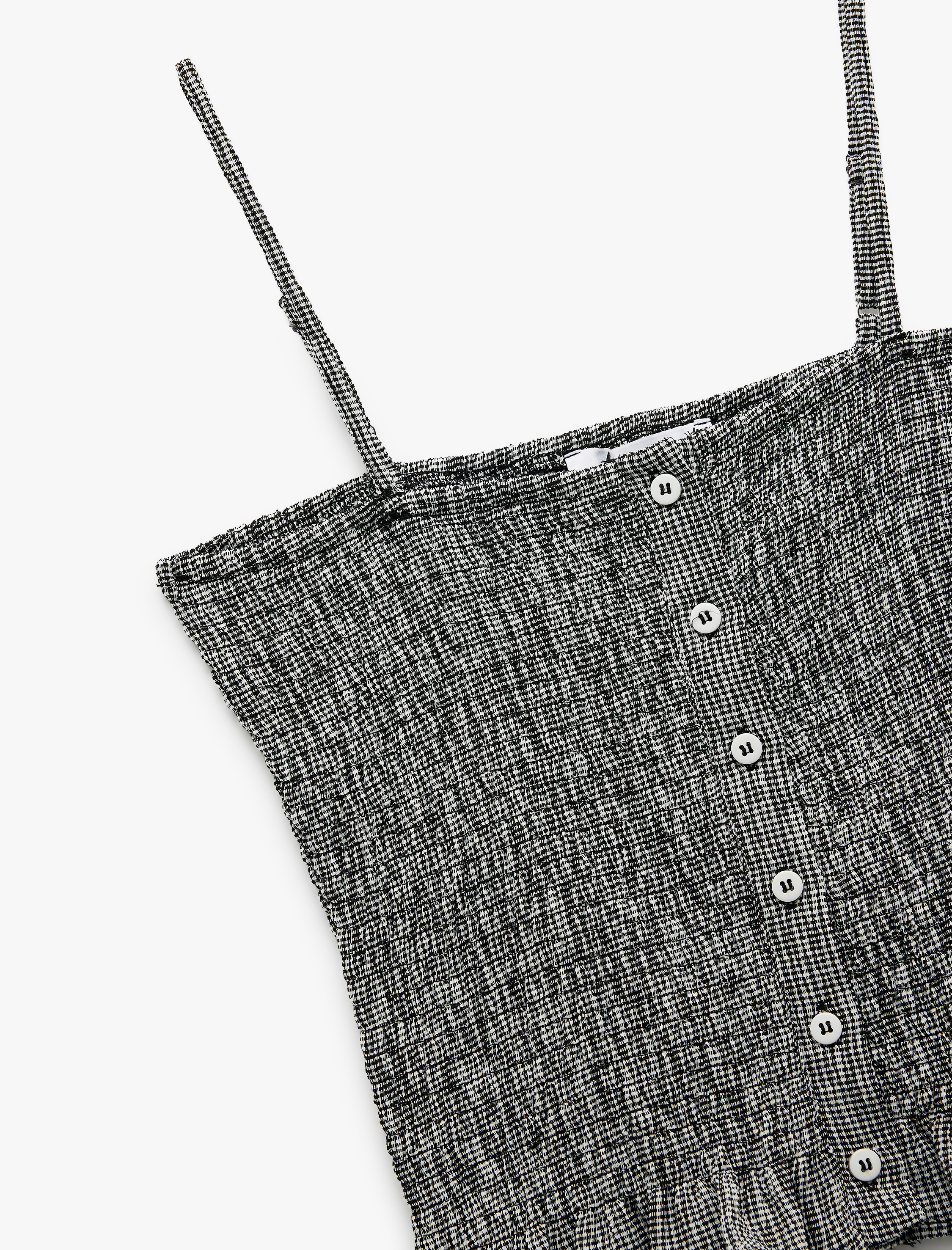   Düğme Detaylı İp Askılı Bürümcük Slim Fit Crop Bluz