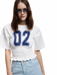 Bisiklet Yaka Gipeli Slim Fit Baskılı Pamuklu Kısa Kollu Tişört