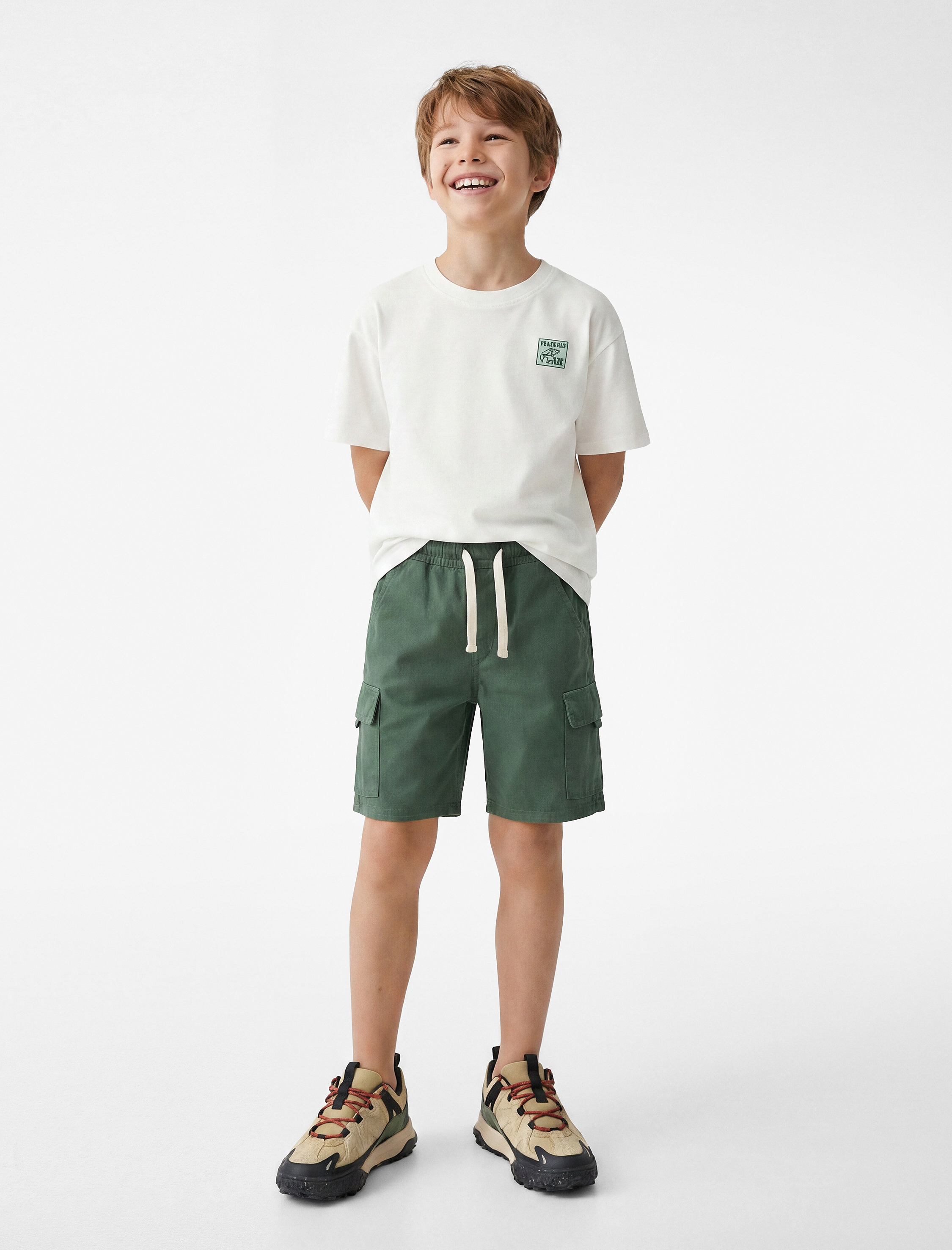  Erkek Çocuk Pamuklu Baskılı Kısa Kollu Bisiklet Yaka Oversize Tişört