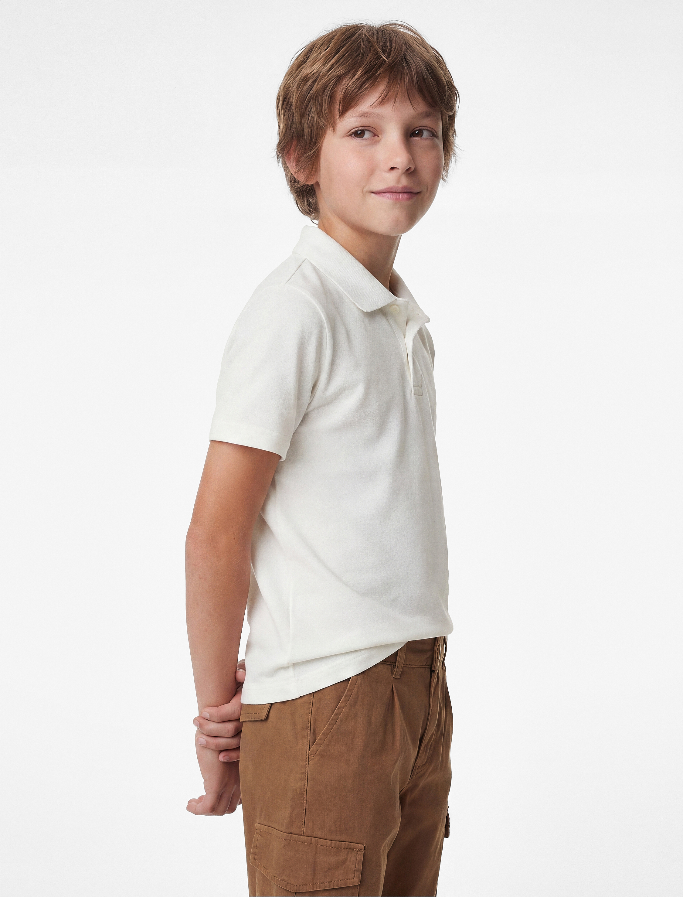  Erkek Çocuk Pamuklu Kısa Kollu Basic Polo Yaka Tişört