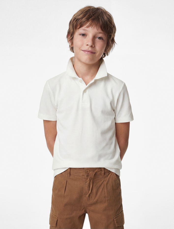Erkek Çocuk Pamuklu Kısa Kollu Basic Polo Yaka Tişört