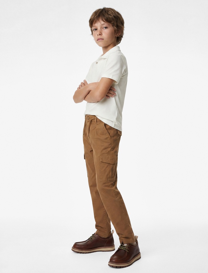 Erkek Çocuk Pamuklu Kısa Kollu Basic Polo Yaka Tişört