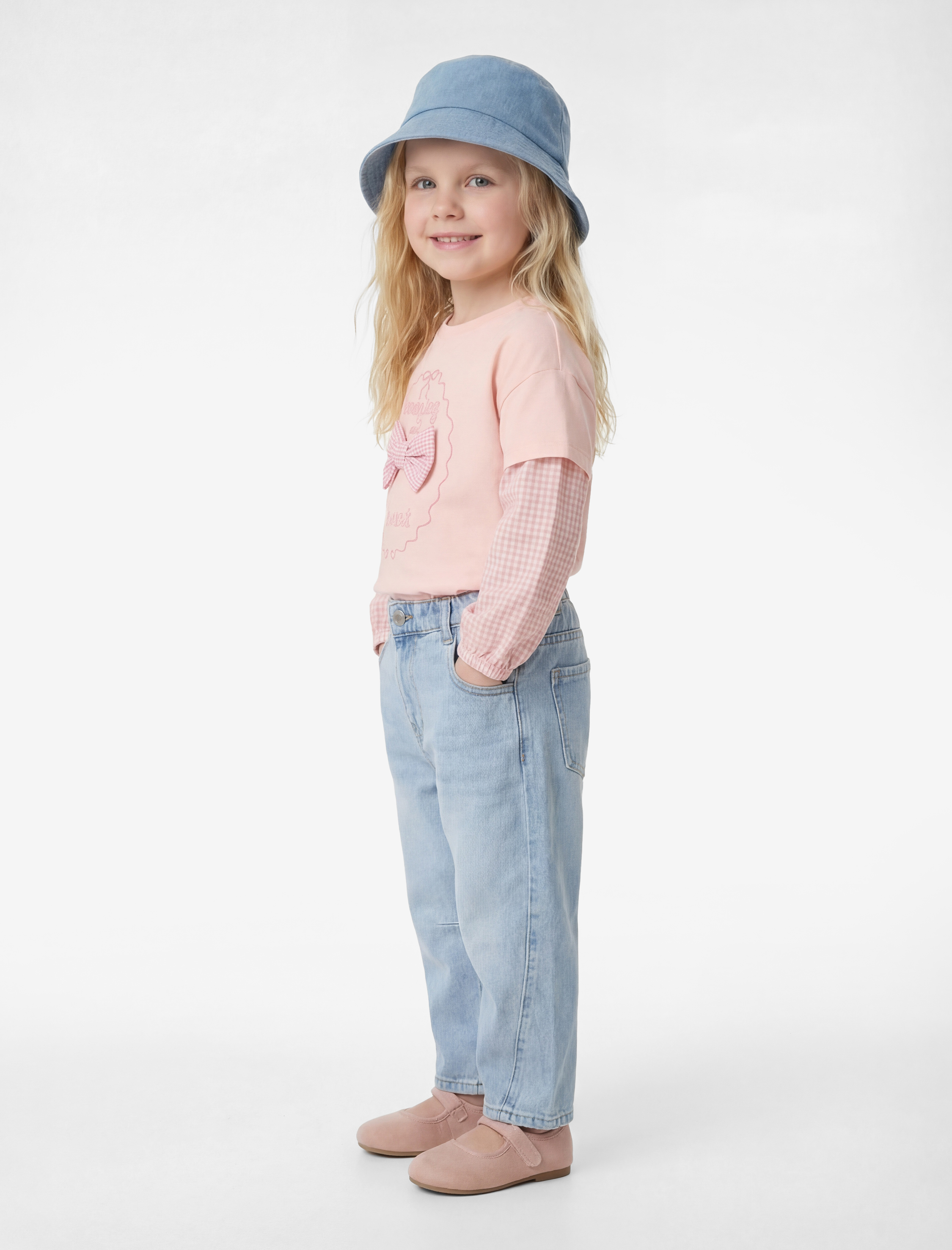  Kız Bebek Kısa Kollu Bisiklet Yaka Fiyonklu Pamuklu Tişört