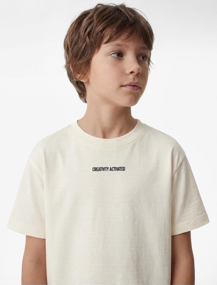 Erkek Çocuk Pamuklu Kısa Kollu Baskılı Bisiklet Yaka Oversize Tişört