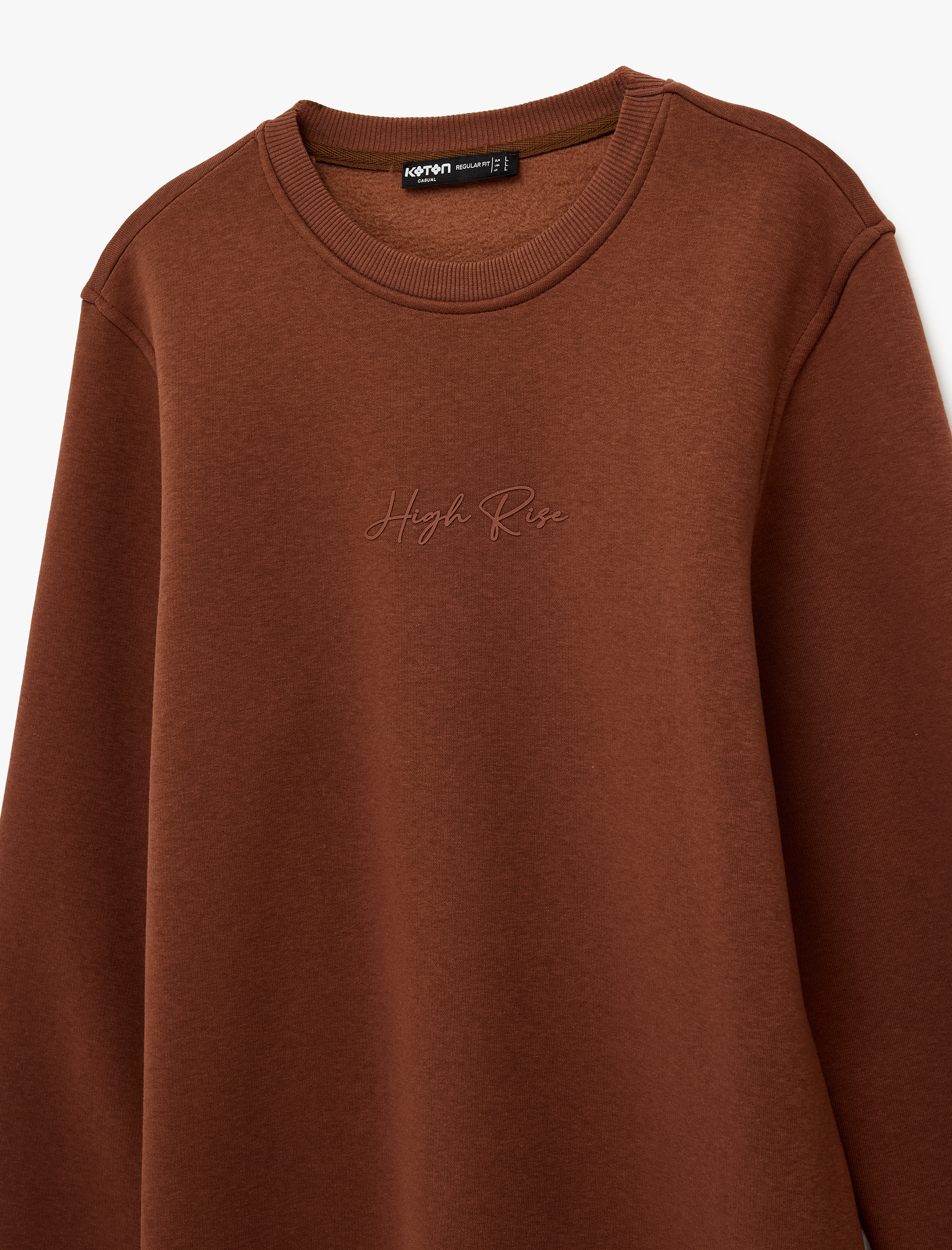   Regular Fit Uzun Kollu Şardonlu Bisiklet Yaka Basic Baskılı Sweatshirt