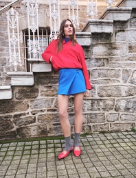 Kruvaze Asimetrik Kesim Mini Şort Etek