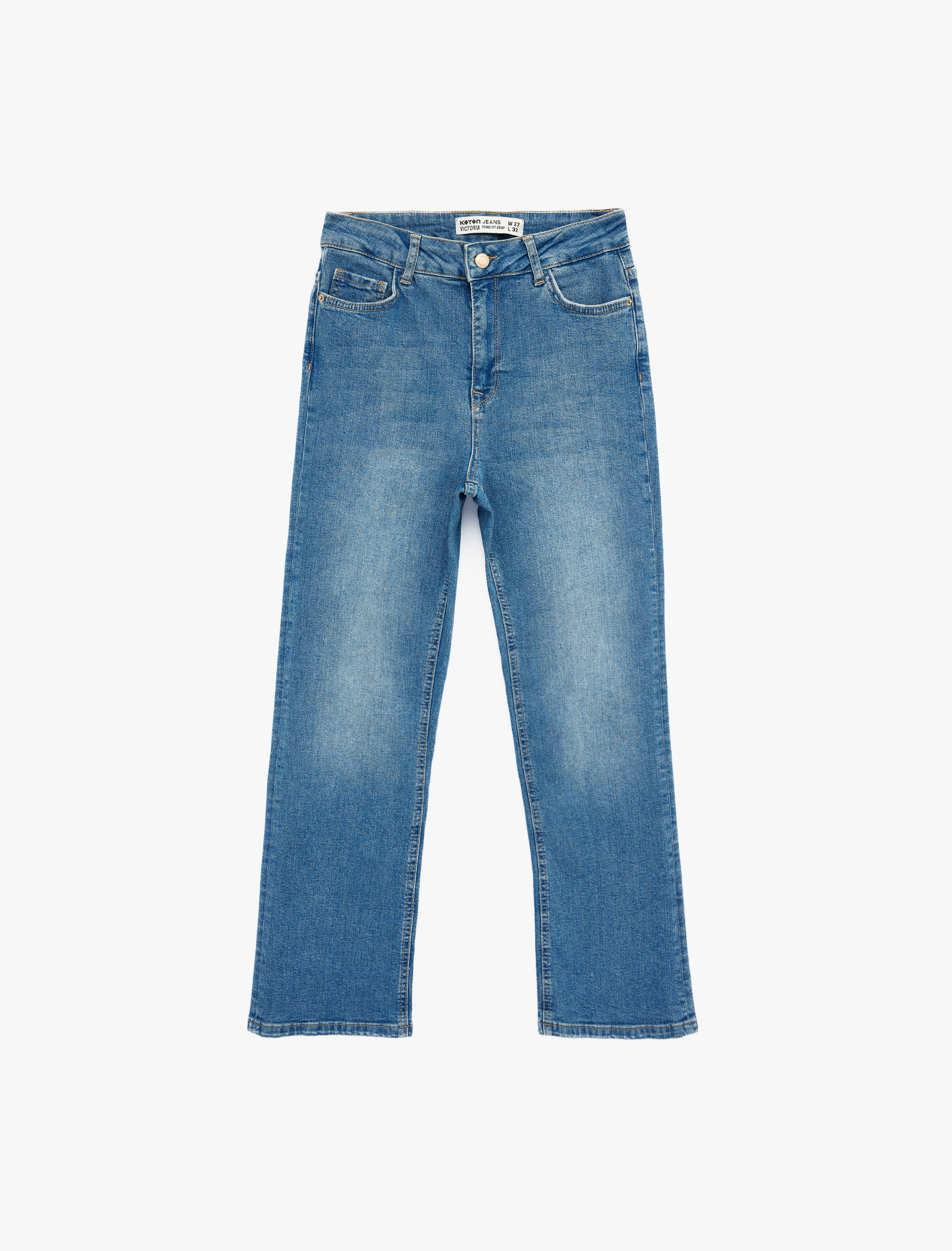  Dar Kesim Normal Bel Cepli İspanyol Paça Jean Pantolon - Flare Jeans