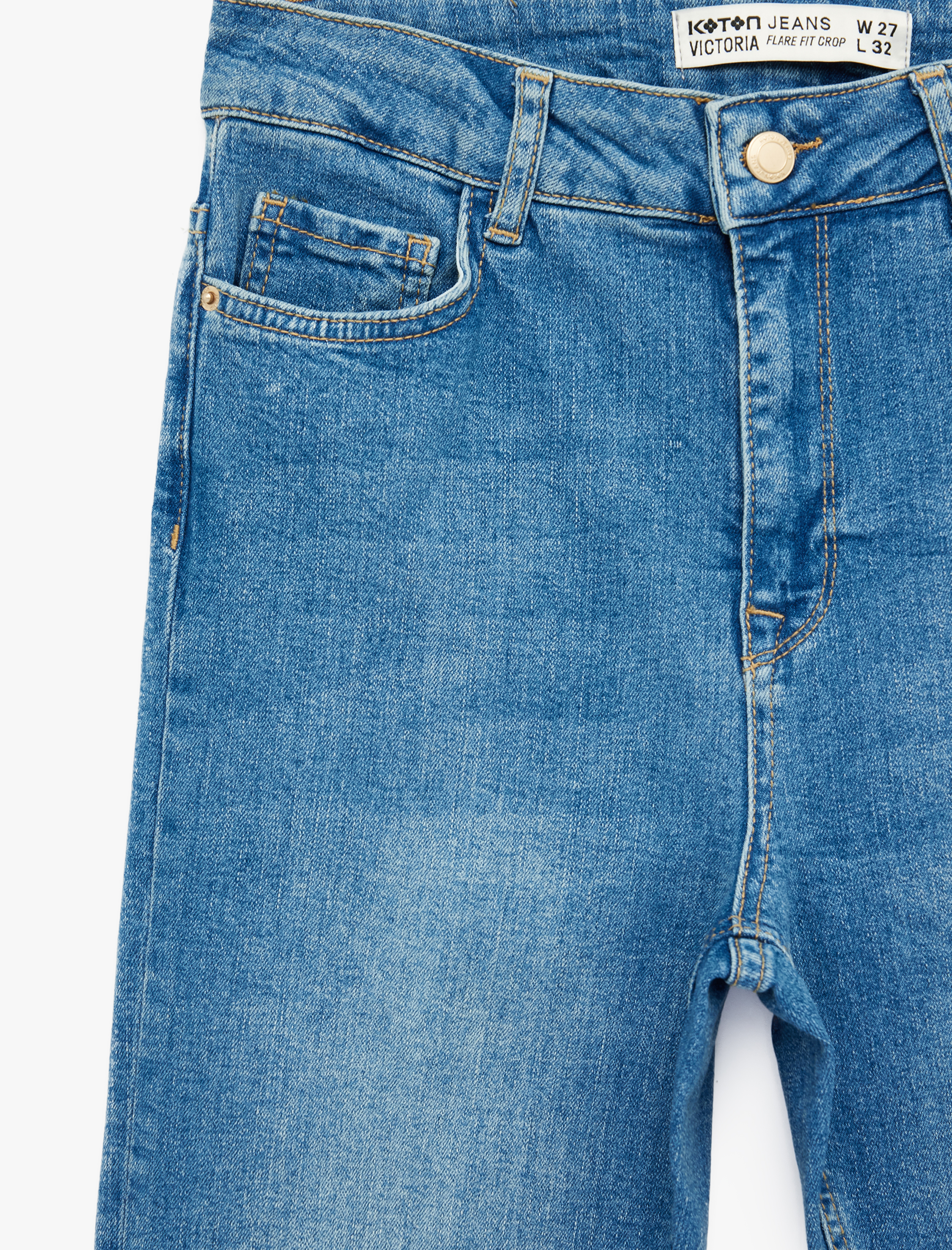   Dar Kesim Normal Bel Cepli İspanyol Paça Jean Pantolon - Flare Jeans