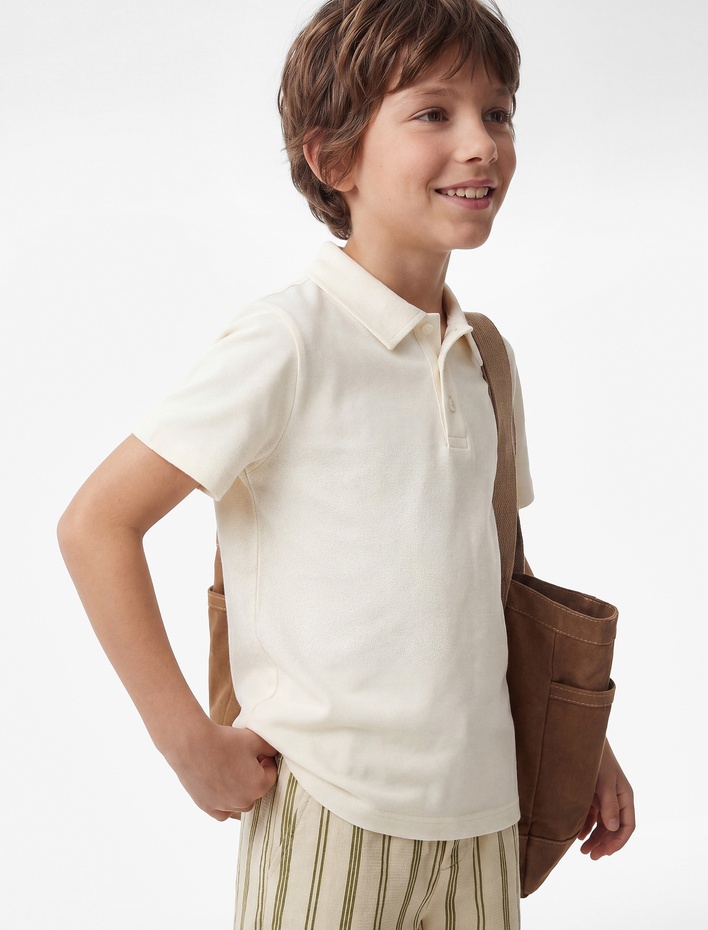 Erkek Çocuk Beli Bağcıklı Pamuklu Dokulu Çizgili  Şort