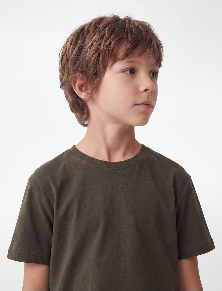 Erkek Çocuk Pamuklu Kısa Kollu Bisiklet Yaka Oversize Tişört