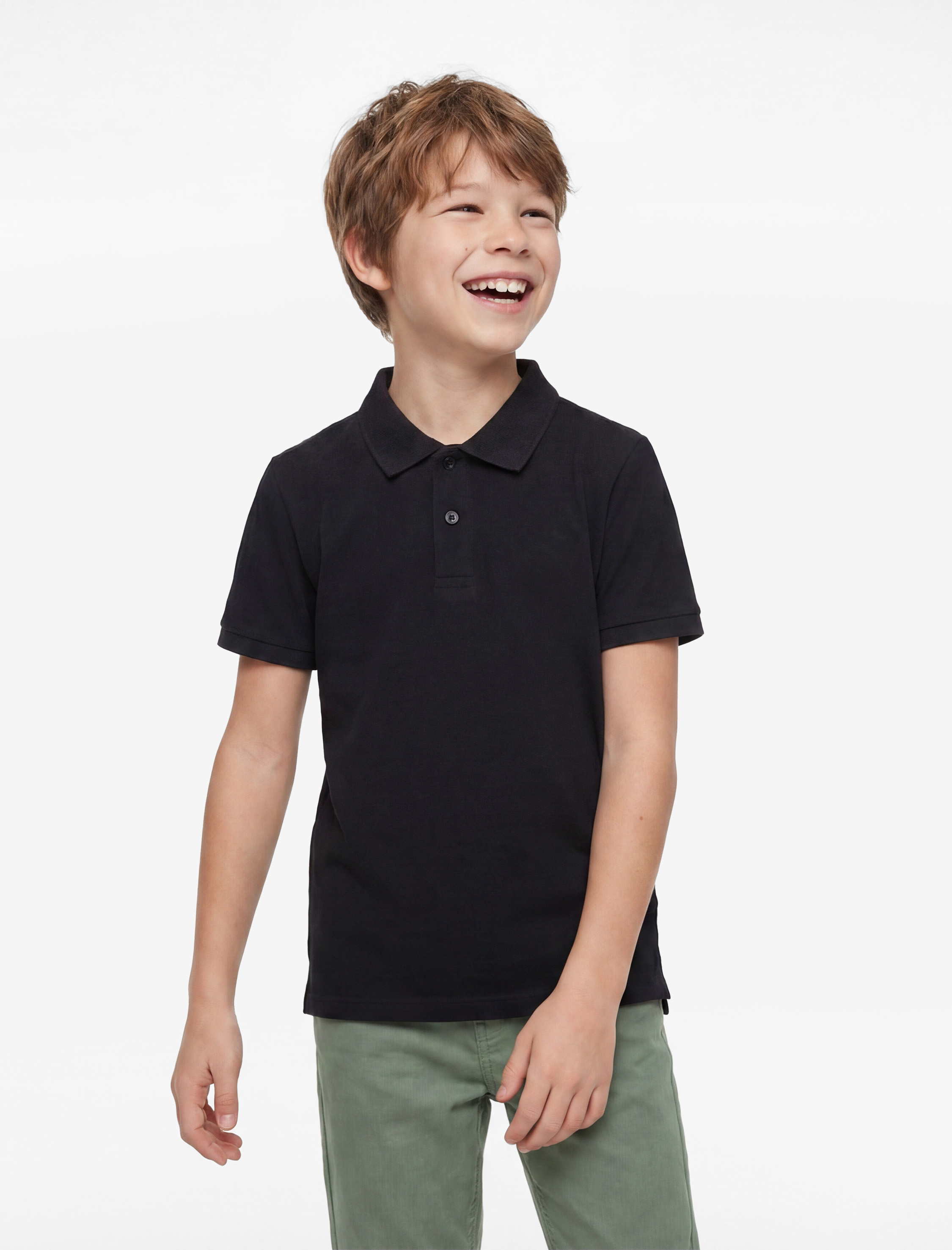  Erkek Çocuk Pamuklu Düğmeli Kısa Kollu Basic Polo Yaka Tişört