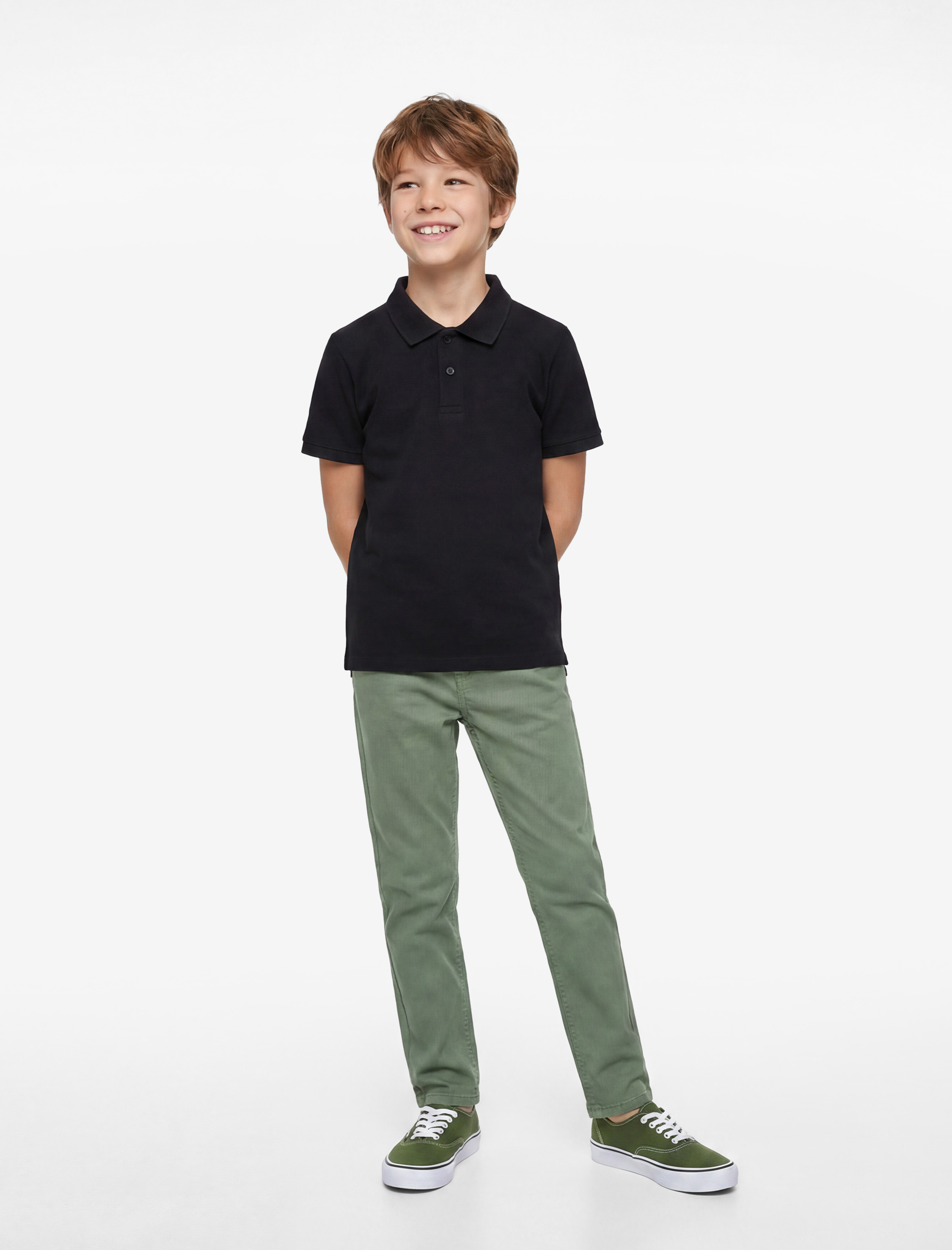  Erkek Çocuk Pamuklu Düğmeli Kısa Kollu Basic Polo Yaka Tişört