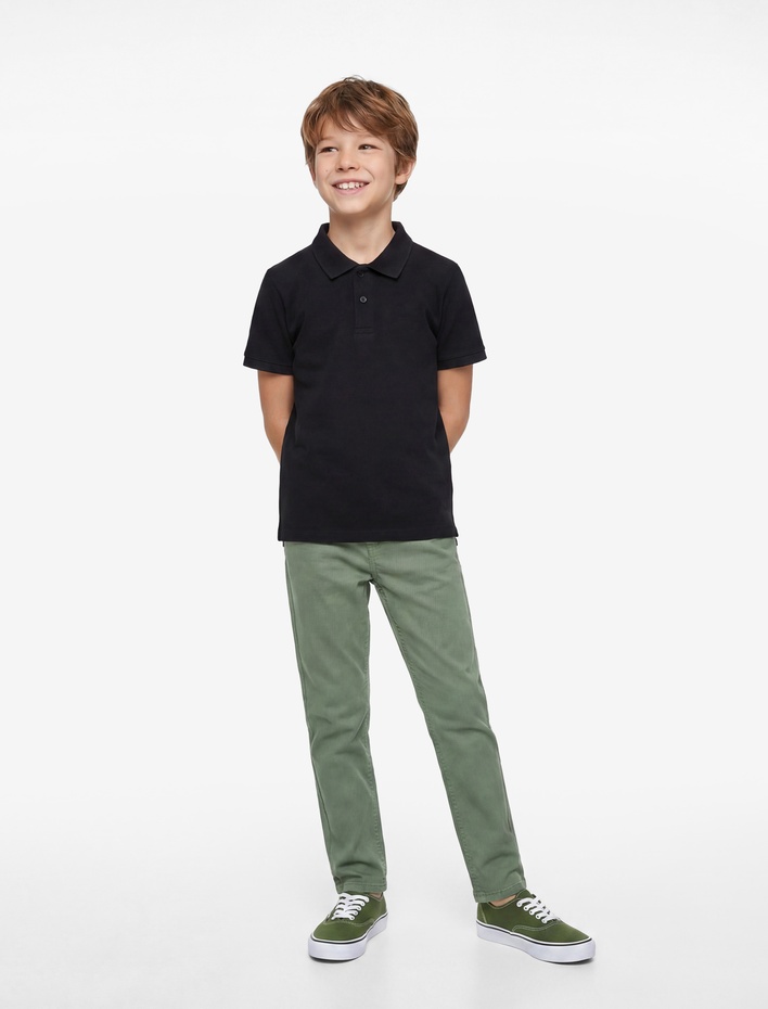 Erkek Çocuk Pamuklu Düğmeli Kısa Kollu Basic Polo Yaka Tişört