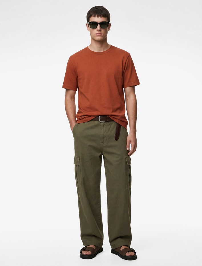  Regular Fit Kısa Kollu Pamuklu Bisiklet Yaka Tişört