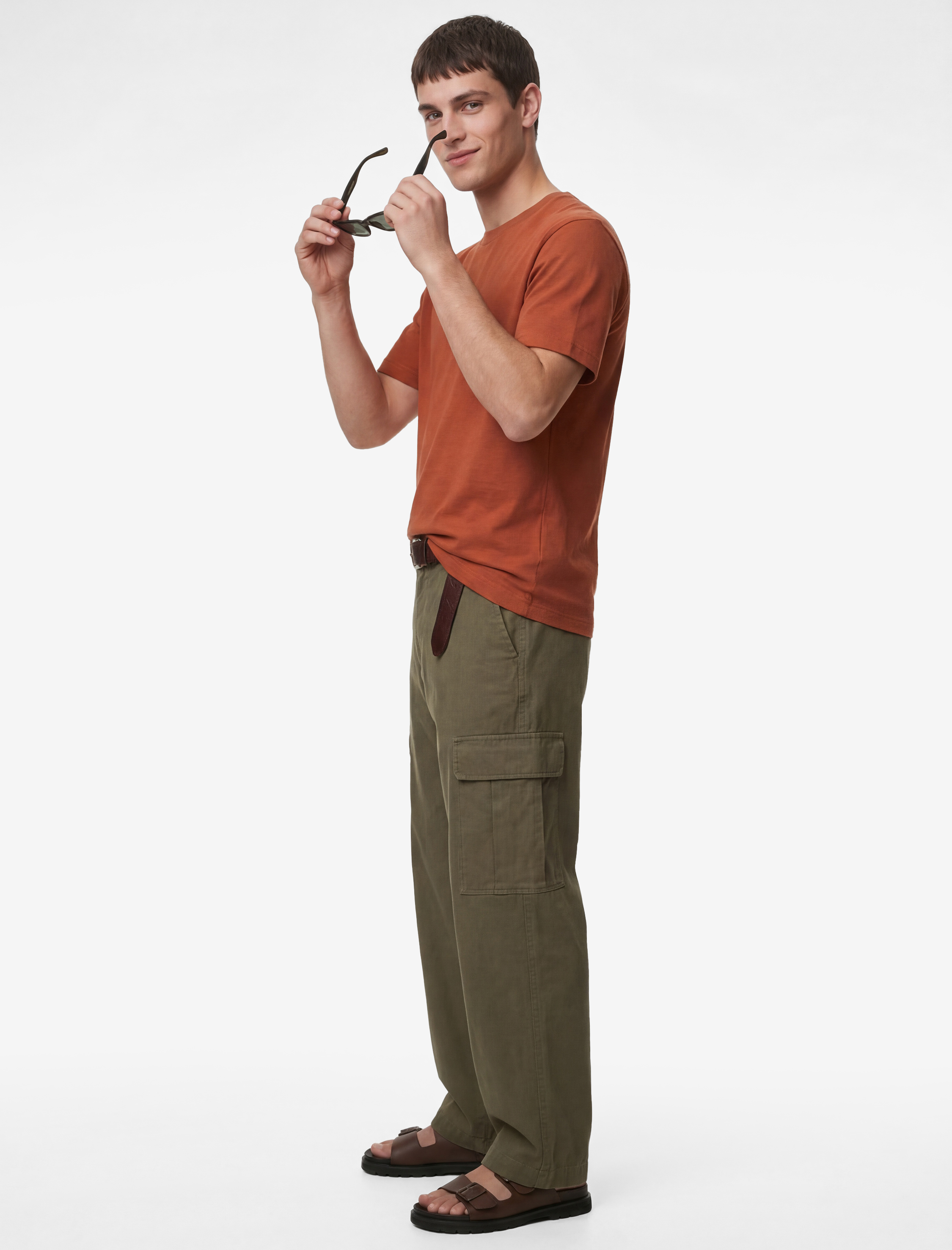   Regular Fit Kısa Kollu Pamuklu Bisiklet Yaka Tişört